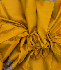 Mustard Woven Chirala Cotton Saree With Contrast Border-CR1320
