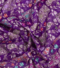 Purple Handloom Banarasi Jamdhani Saree With Meena Floral Motifs-BE1913