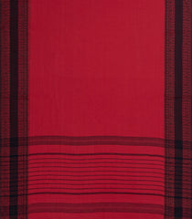 Red Woven Bengal Cotton Saree With Contrast Border-BG1761