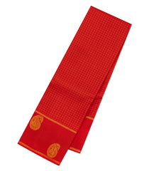 Red Handloom Kanchipuram Silk Saree With Zari Checks-KA15708