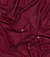 Maroon Handloom Bengal Cotton Saree With Meena Buttas-BG1960
