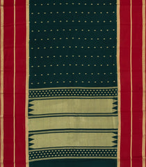 Bottle Green Woven Mysore Silk Saree With Buttas & Contrast Border-MS3459