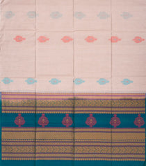Baby Pink Handloom Silk Cotton Saree Floral Motifs & Contrast Pallu-SC3659