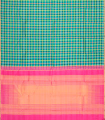 Aquamarine Handloom Silk Saree With Madras Checks-KA16442