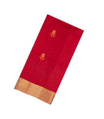 Red Woven Tussar Silk Saree With Buttas & Zari Border-TU3467