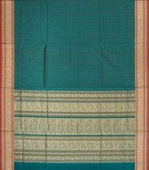 Sea Green Handloom Silk Cotton Saree With Checks-SC4295