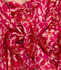 Dark Peach Handloom Organza Satin Soft Silk Saree With Floral Motifs-SO4130