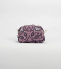 Lilac Cotton Bagru Printed Coin Pouch With Zipper-ACS1061