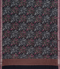 Black Printed Chanderi Cotton Saree With Zari Border-CC1608