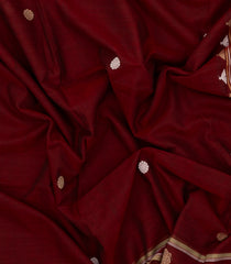 Crimson Handloom Bengal Cotton Saree With Floral Buttas-BG1724