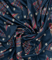 Dark Grey Printed Synthetics Dola With Zari Butta & Zari Border -BL5223