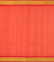 Peach Handloom Korvai Silk Cotton Saree With Checks & Contrast Border-SC3833