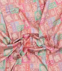 Dusty Pink Handloom Banarasi Tanchoi Silk Saree With Meena Floral Motifs-BE1845