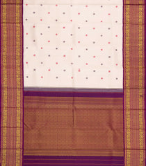 Light Peach Handloom Korvai Kanchipuram Silk Saree With Buttas-KA15348