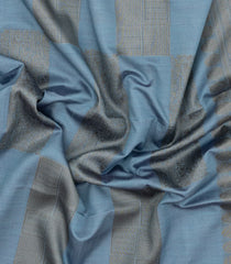 Steel Blue Woven Art Dupion Saree With Floral Vine Motifs-BL4936