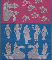 Pink Printed Synthetic Tussar Silk Saree With Contrast Border-SY0099