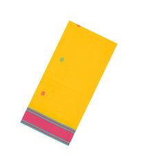 Yellow Handloom Bengal Cotton Saree With Floral Buttas-BG1565