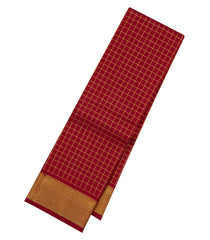 Crimson Handloom Kanchipuram Silk Saree With Zari Checks-KA14446