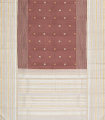 Brown Handloom Korvai Kanchipuram Silk Saree With Zari Buttas-KA15448