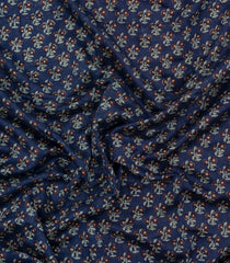 Indigo Printed Chanderi Cotton Saree With Zari Border-CC1639