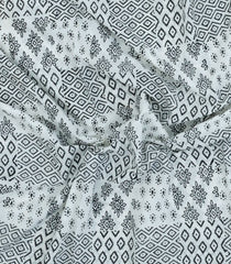 White Printed Jaipur Cotton Saree With Floral Motifs-JC1590