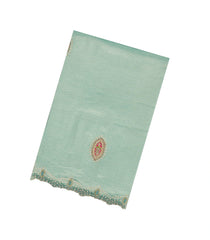 Aquamarine Woven Synthetic Blended Tissue Saree With Embroidered Motifs-EN2006