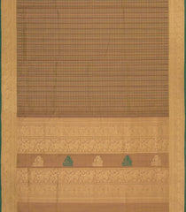 Beige Handloom Silk Cotton Saree With Checks-SC4201