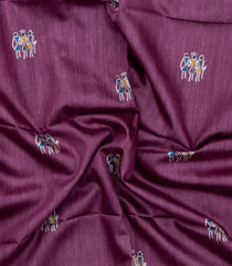 Magenta Printed Tussar Silk Saree With Tribal Motifs-TU3441