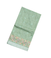 Shadow Green Woven Linen Saree With Embroidered Floral Motifs-LI0625