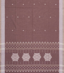 Dusty Pink Handloom Bengal Cotton Saree With Stripes & Buttas-BG1593