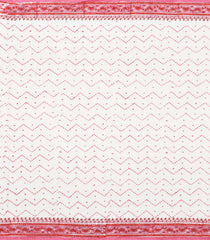 White Woven Jaipur Cotton Saree With Printed Peach Floral Motifs-JC1437