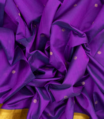 Purple Handloom Korvai Silk Cotton Saree With Buttas & Contrast Border-SC3707