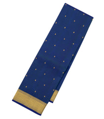 Blue Handloom Kanchipuram Silk Saree With Kamalam Buttas-KA14843