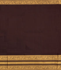 Dark Maroon Handloom Kanchipuram Silk Saree With Floral Motifs & Zari Border-KA14173