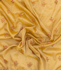 Gold Woven Blended Tissue Saree With Embroidered Meena Floral Motifs-BL4863