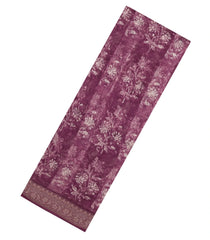 Burgundy Printed Chanderi Cotton Saree With Zari Border-CC1457