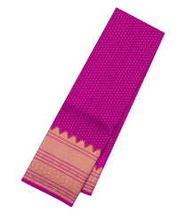 Magenta Handloom Kanchipuram Silk Saree With Floral Motifs-KA14869