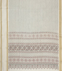 Off White Printed Synthetic Dola Silk Saree With Sequin Work Border-SY0258