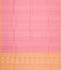 Peach Handloom Soft Tussar Silk Saree With Checks & Contrast Pallu-TU3739