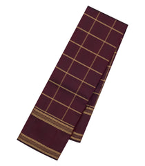 Brown Woven Pure Silk Saree With Zari Checks-EC2610