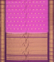 BubbleGum Pink Handloom Gadwal Silk Saree With Buttas & Contrast Border-GA0165