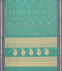 Aquamarine Handloom Silk Cotton Saree With Coin Buttas-SC3961