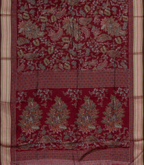 Crimson Printed Synthetic Dola Silk Saree With Viscose Border-SY0010