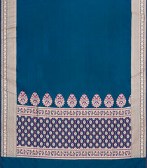 Navy Blue Woven Blended Satin Saree With Floral Zari Border-BL6011