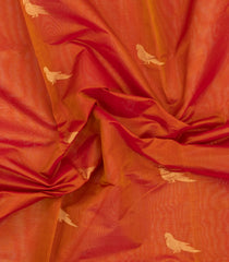 Orange Handloom Silk Cotton Saree With Buttas & Zari Border-SC4812