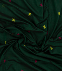 Bottle Green Woven Bengal Cotton Saree With Cross Motifs-BG1464