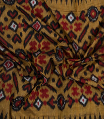 Oil Mustard Handwoven Orissa Cotton Saree With Tie & Dye Motifs-OR0902