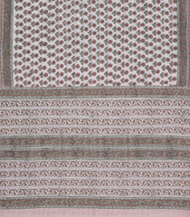 Off White Printed Jaipur Cotton Saree With Floral Motifs-JC1888