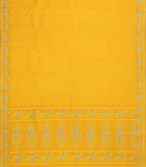 Mustard Handloom Kanchipuram Silk Saree With Meena Floral Border-KA15758
