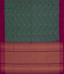 Dark Green Handloom Soft Silk Saree With Zari Stripes & Buttas-SO4325